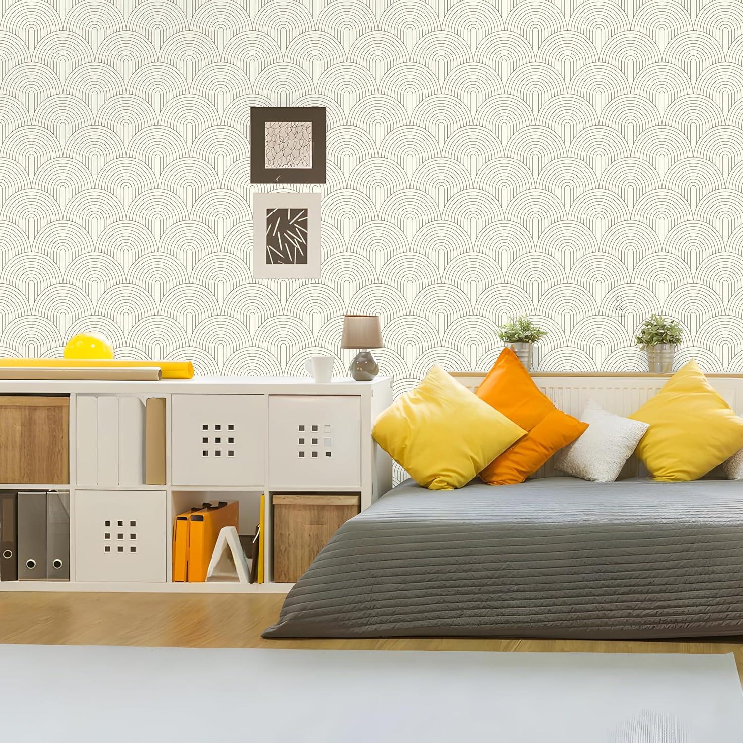 Moderne Selbstklebende Tapete Geometrie Streifen 44cm x 10m