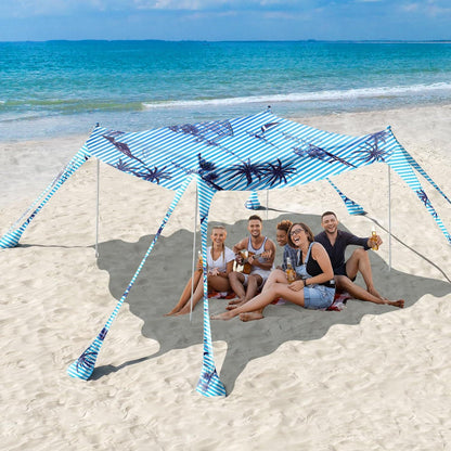 Strandmuschel UPF50+ | Sonnenschutz Strandzelt mit Sandschaufeln