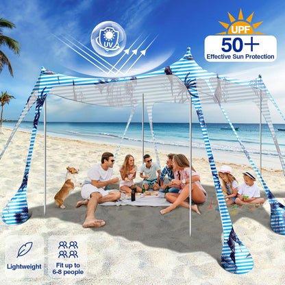 Strandmuschel UPF50+ | Sonnenschutz Strandzelt mit Sandschaufeln