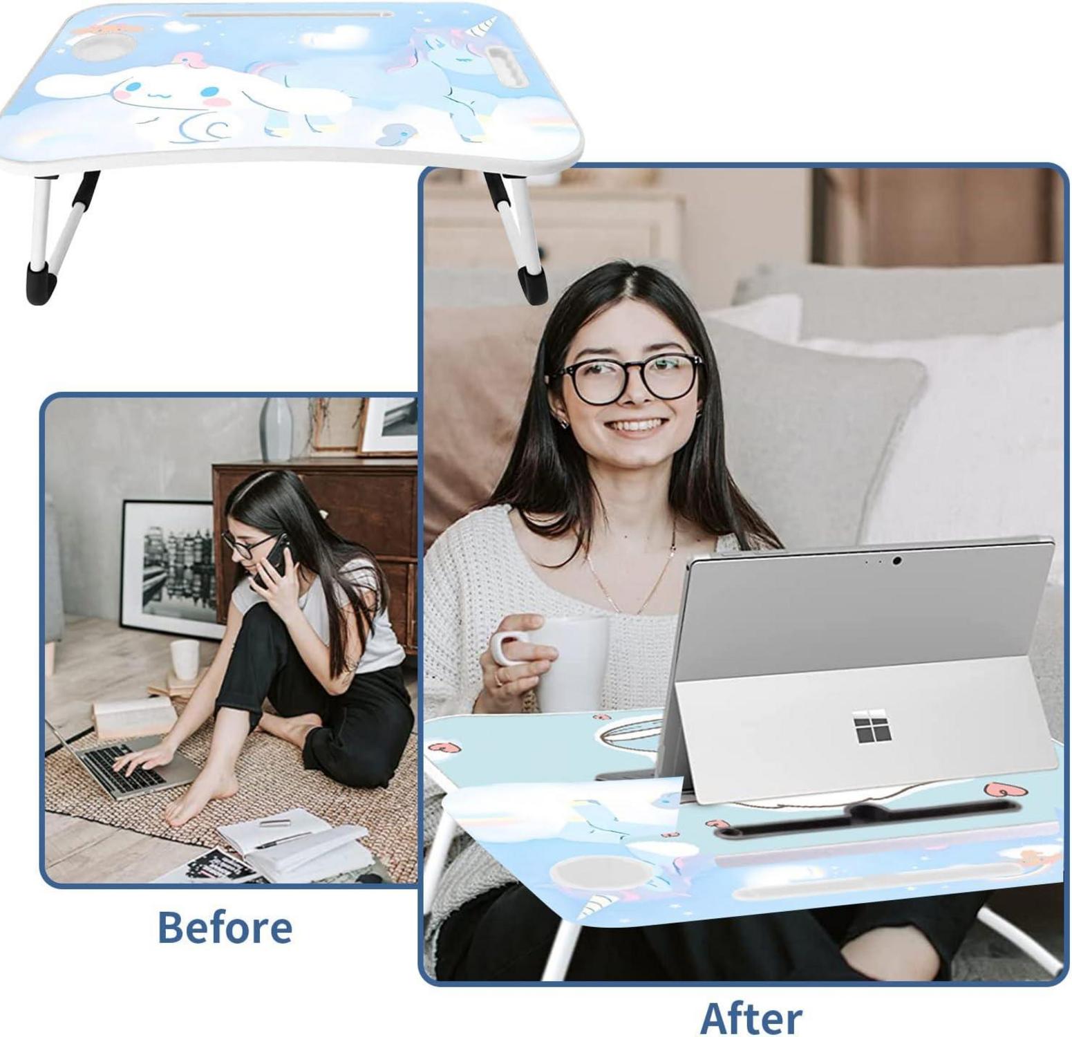 Laptop-Tisch Cartoon-Tragbar Betttablett klappbare Beine Blau