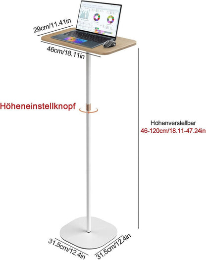 Stehpult Höhenverstellbar 46-120 cm Weiß Laptoptisch