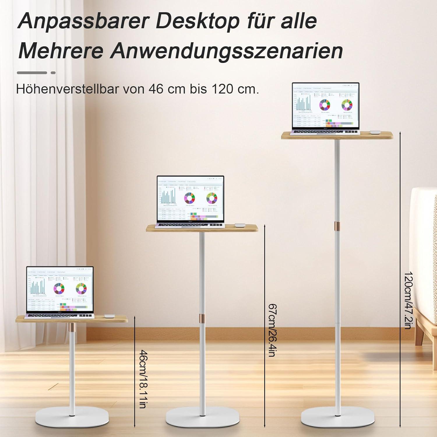 Stehpult Höhenverstellbar 46-120 cm Weiß Laptoptisch Verstellbar Büro Studie