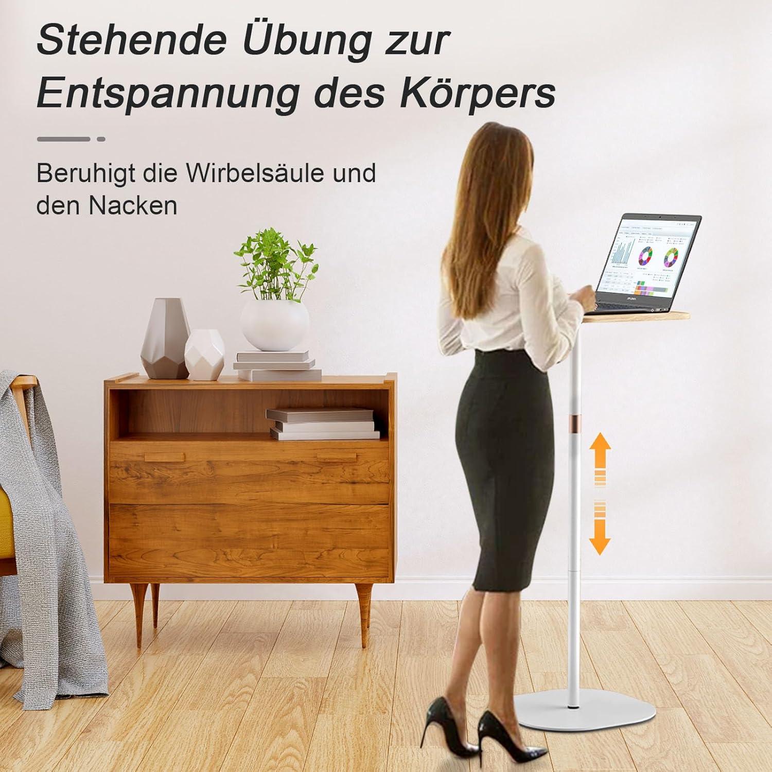 Höhenverstellbares Stehpult Weiß 46-120 cm für Laptop Büro Laptoptisch
