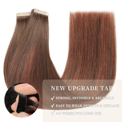 Echthaar Tape Extensions 55cm Schokoladenbraun