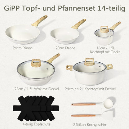GiPP Granit Topfset 14-teilig Induktion Cookware