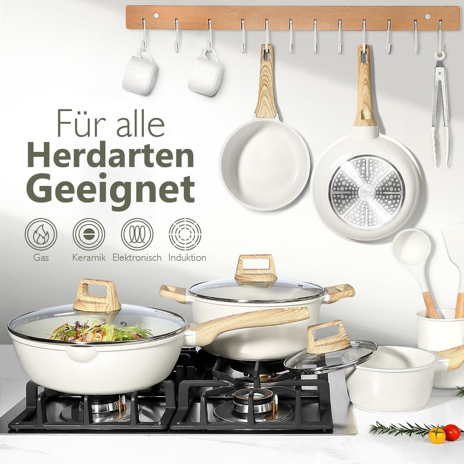 GiPP Granit Topfset 14-teilig, Induktion Kochgeschirr Antihaftbeschichtung