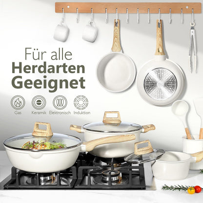 GiPP Granit Topfset 14-teilig, Induktion Kochgeschirr Antihaftbeschichtung
