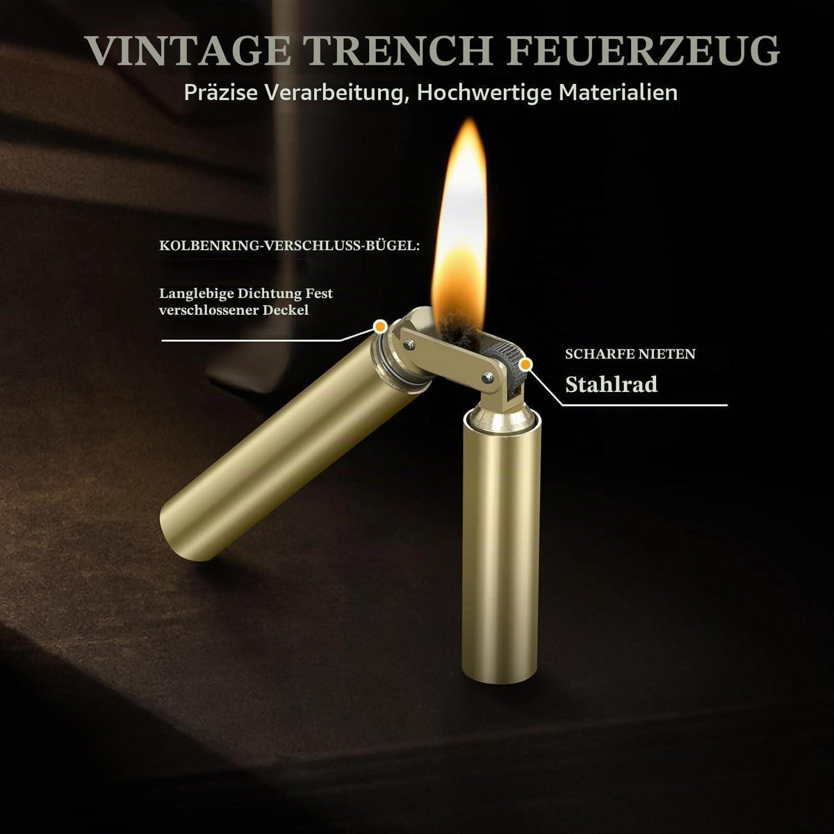 2x Vintage Benzinfeuerzeug Set – Gold & Silber | Geschenk für Männer