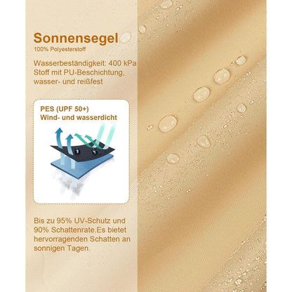 Wasserdichtes Sonnensegel 4x5m Sandbeige UV-Schutz PES Polyester