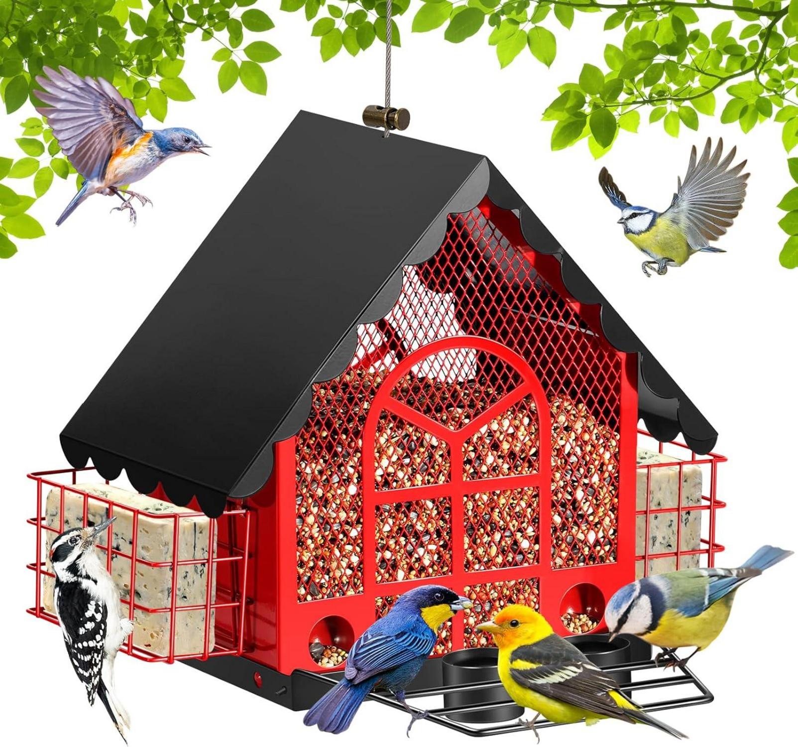 Vogelfutterhaus Metall Große Kapazität Futterhäuschen für Vögel