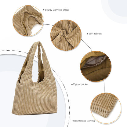 Stilvolle Faltbare Plüsch Damen Schultertasche mit großen Taschen