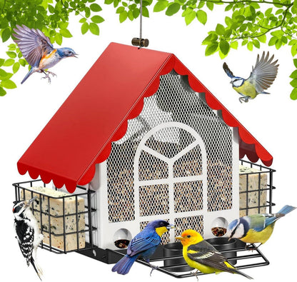 Vogelfutterhaus Metall Große Kapazität Aufhängen 2 Drinkers Wetterfest