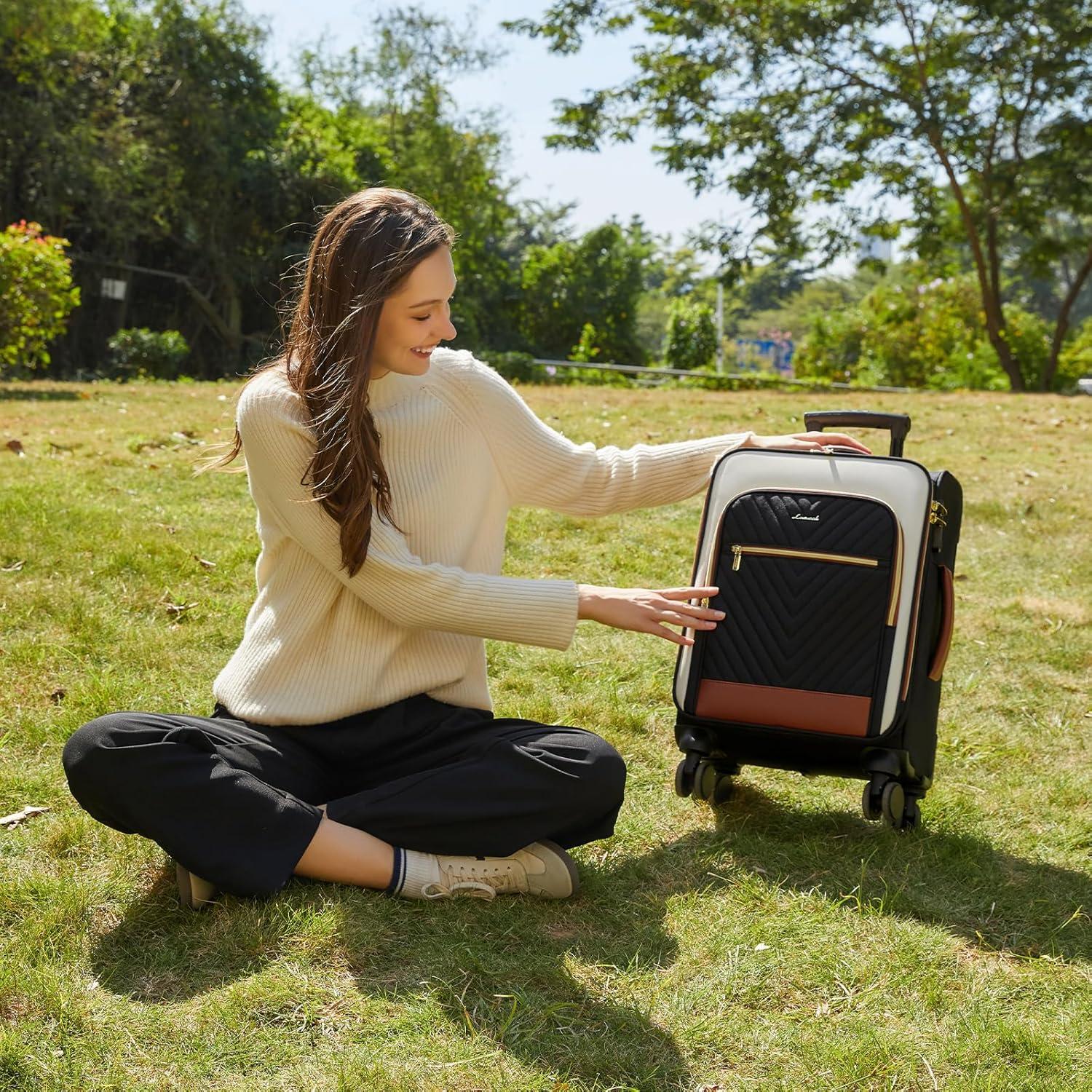 Handgepäck Koffer Trolley 17 Zoll Laptopfach Rollen Leicht
