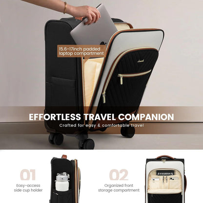 LOVEVOOK Handgepäck Koffer 17 Zoll Laptopfach Rollen Mittelgroß Reisekoffer