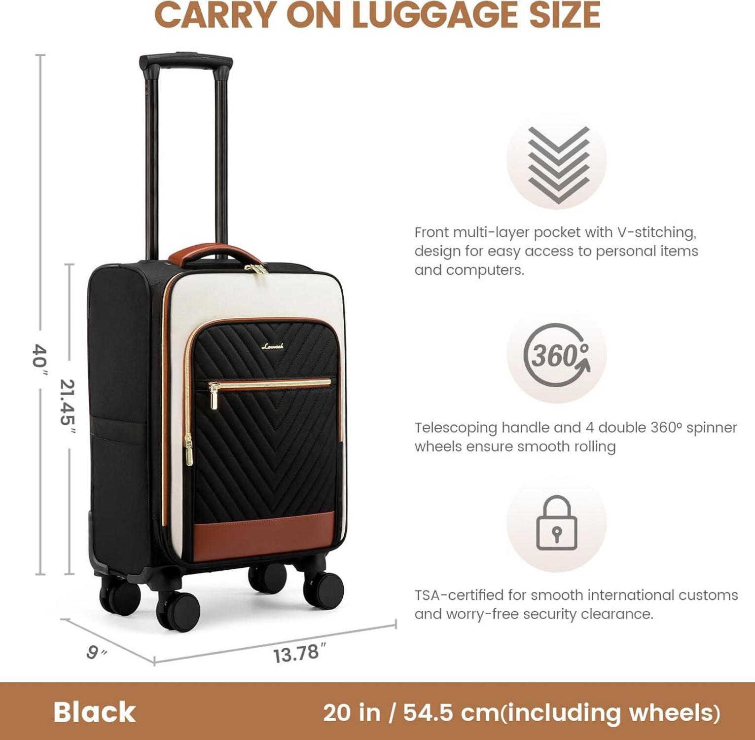 LOVEVOOK Handgepäck Koffer 17 Zoll Laptopfach Rollen Mittelgroß Reisekoffer