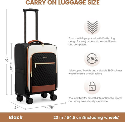 LOVEVOOK Handgepäck Koffer 17 Zoll Laptopfach Rollen Mittelgroß Reisekoffer