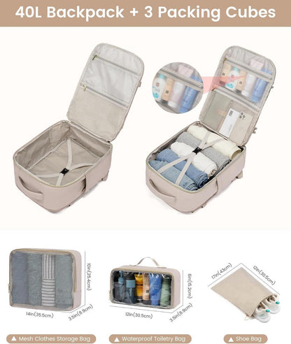 Rucksack Handgepäck 40L Reiserucksack Wasserdicht Laptop 17 Zoll