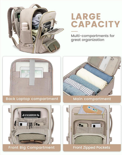 Wasserdichter Reiserucksack 40L Handgepäck Damen Laptop 17 Zoll Backpack