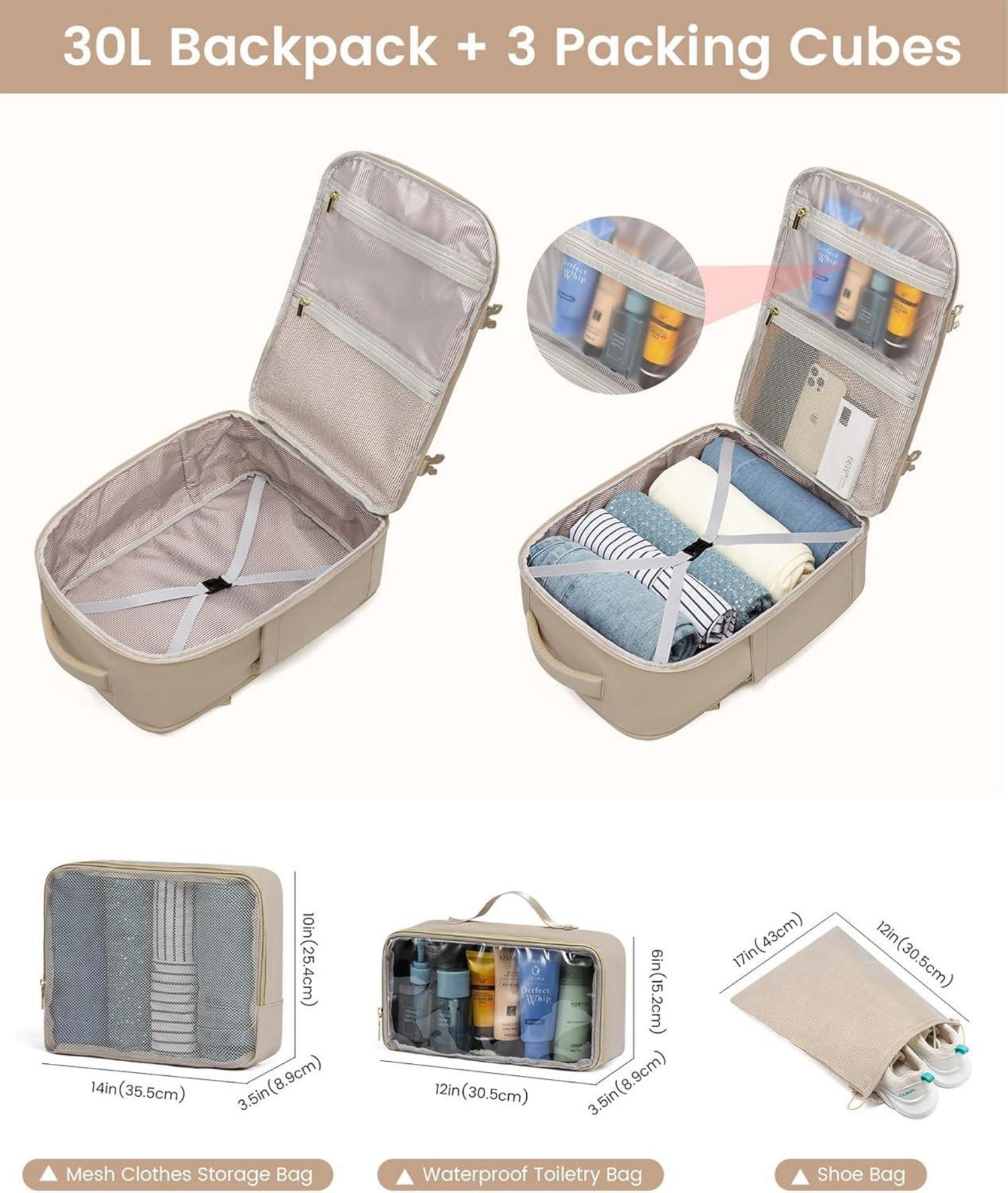 LOVEVOOK Reiserucksack Handgepäck 30L Laptop Rucksack 15,6 Zoll Wasserdicht Beige Khaki