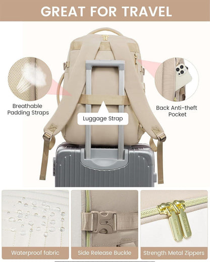 Handgepäck Rucksack 30L Damen Reise Laptop Wandern Wasserdicht 15,6 Zoll