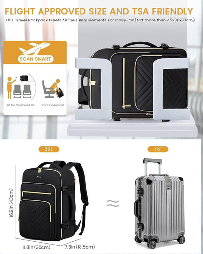 30L LOVEVOOK Damen Rucksack Handgepäck Flugzeug Wasserdicht Hiking