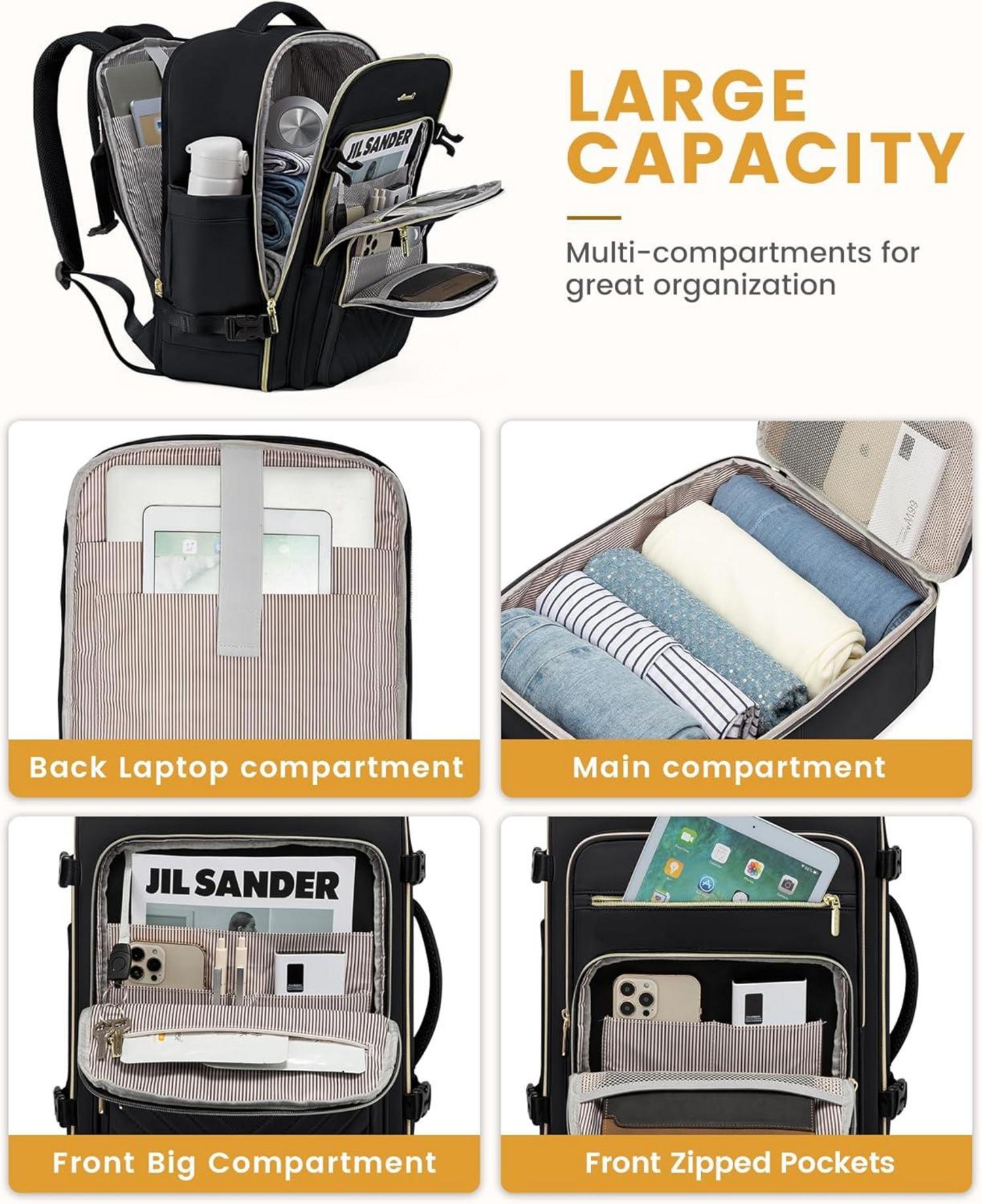 Handgepäck Rucksack 30L Damen Laptop Wasserdicht Schwarz