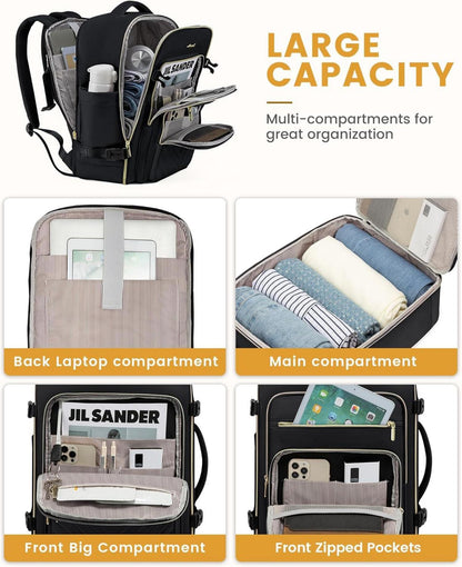 Handgepäck Rucksack 30L Damen Laptop Wasserdicht Schwarz