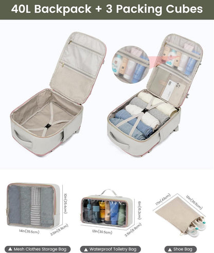 40L LOVEVOOK Reiserucksack Damen Handgepäck Flugzeug Grau