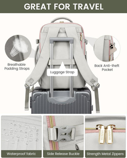 Handgepäck Rucksack 40L Damen Groß Laptop 17 Zoll Wasserdicht Grau