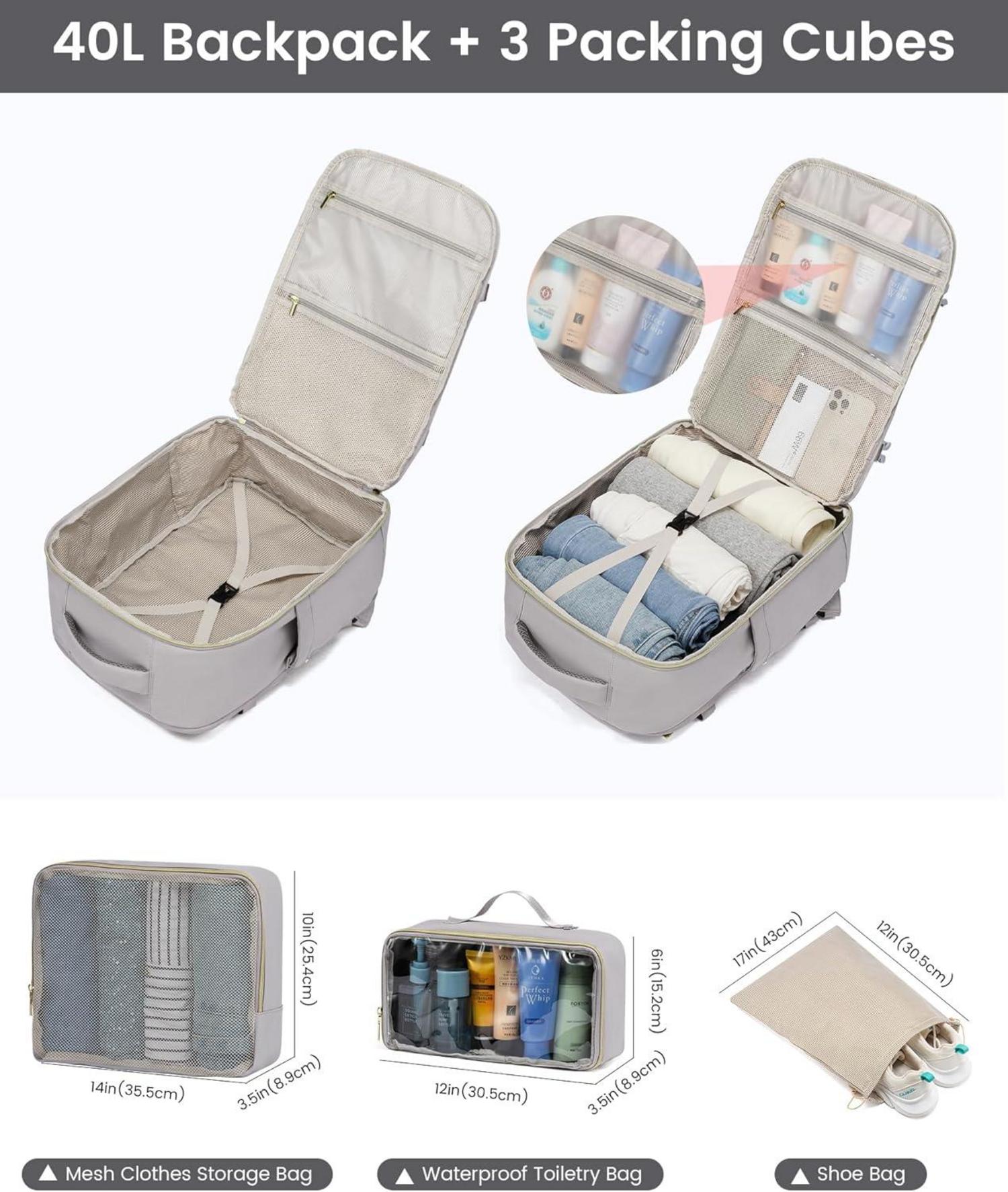 Handgepäck Rucksack 40L Damen Wasserdicht Laptop 17