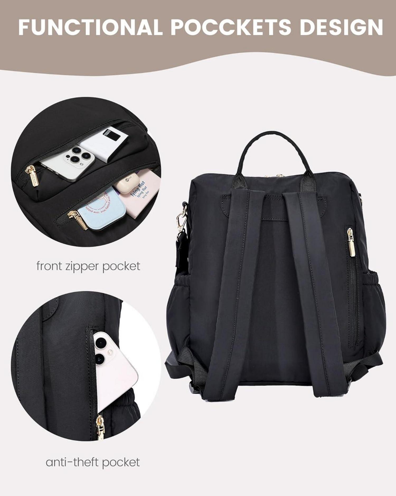 Damen Rucksack Klein Cityrucksack Handtasche 2 in 1 Wasserabweisend Casual