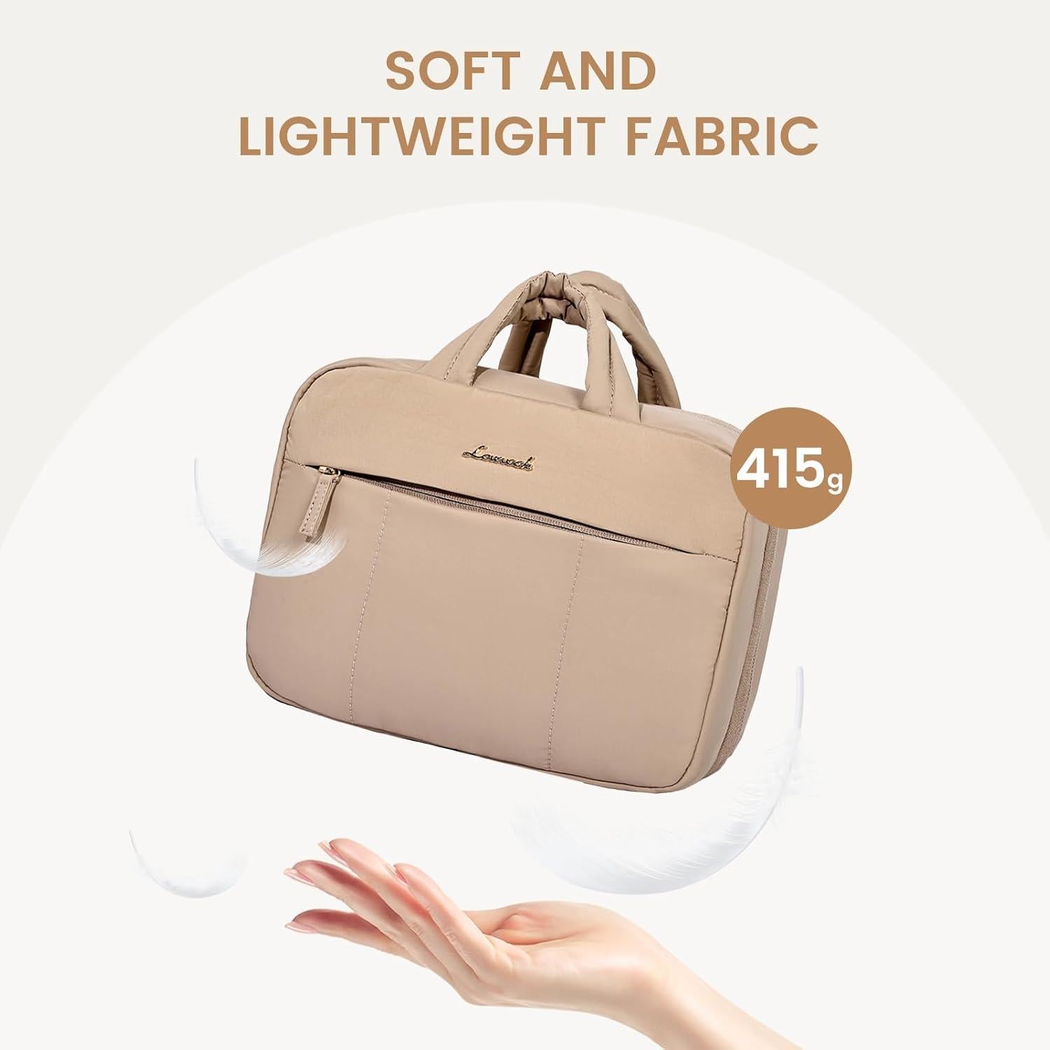 Kulturbeutel Damen Kulturtasche zum Aufhängen mit 4 Fächern Khaki