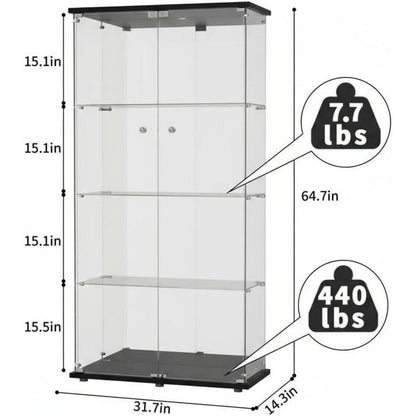 Glasvitrine Standvitrine Schwarz 2 Tür, 4 Etagen