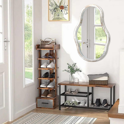 Asymmetrischer Wandspiegel mit Holzrahmen & Wolkenform 70x50cm
