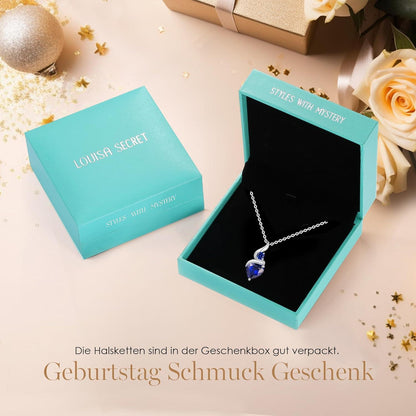 Infinity Herz Kette Damen 925 Sterling Silber Geburtsstein