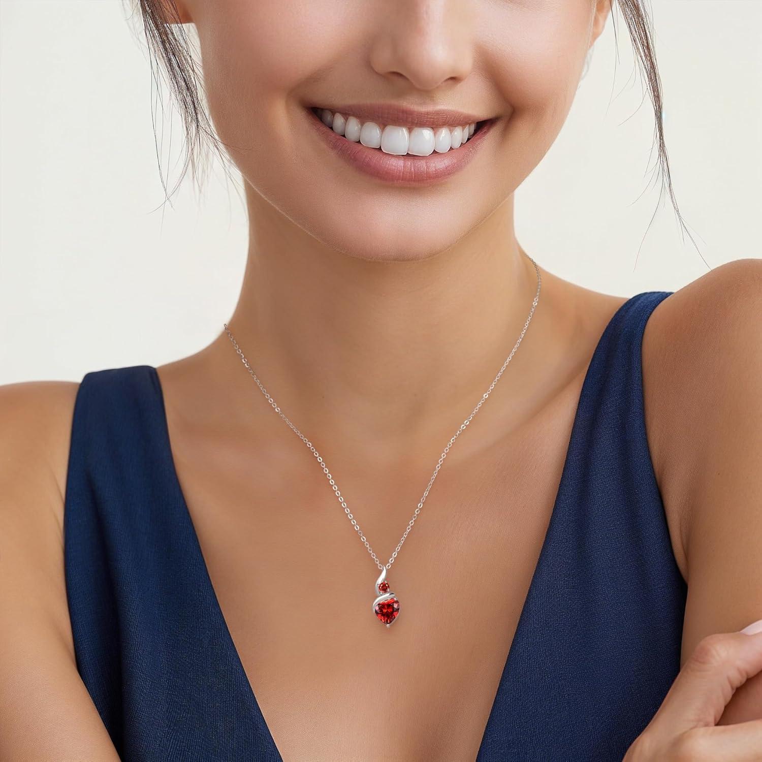 Kette Damen Infinity Herz Anhänger 925 Sterling Silber Geburtsstein Halskette