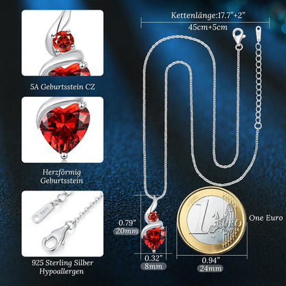 Infinity Herz Anhänger Geburtsstein Halskette 925 Silber Damen Geschenk