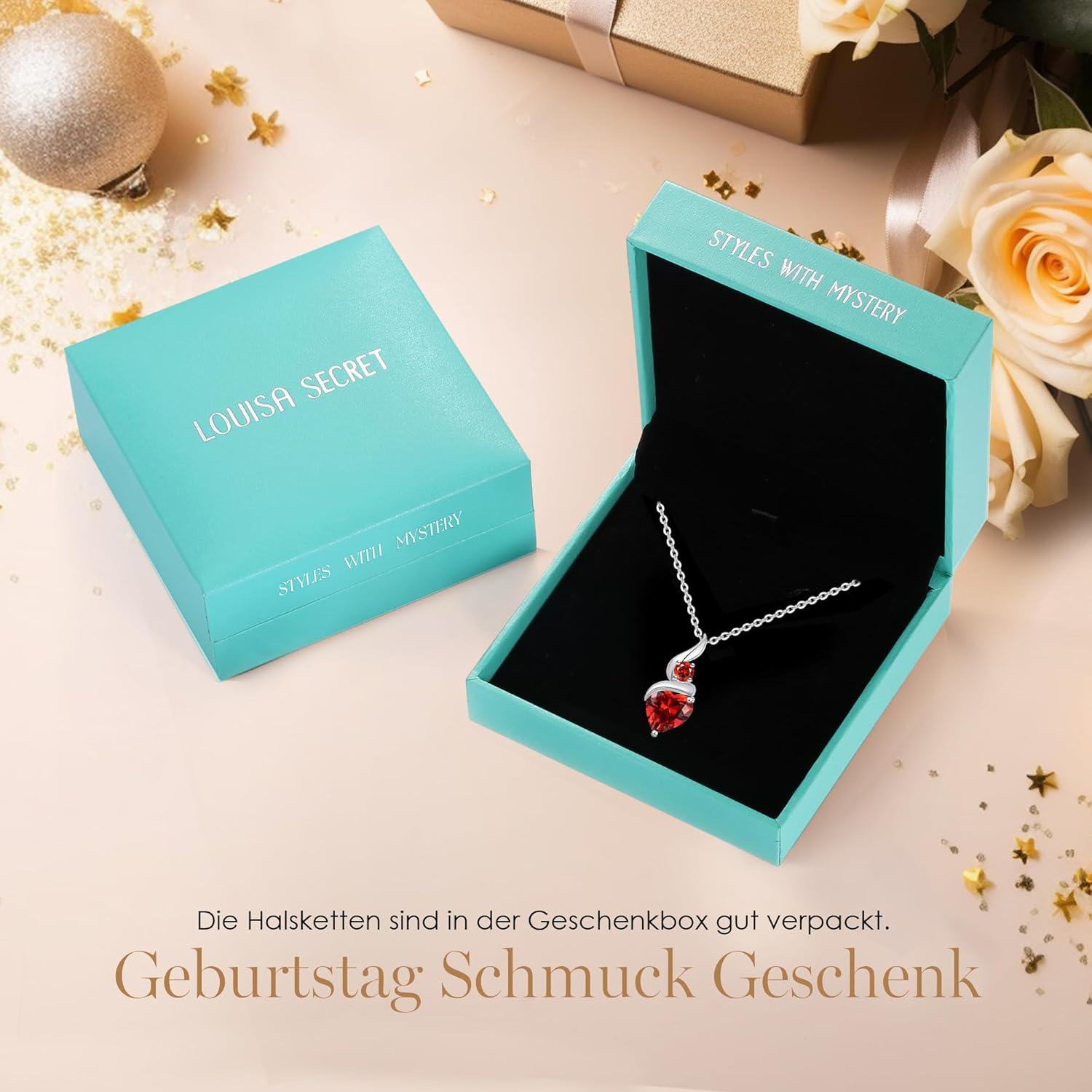 Kette Damen Infinity Herz Anhänger Geburtsstein Sterling Silber