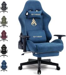 Gaming Stuhl Blau Kunstfell Ergonomisch Verstellbar Atmungsaktiv