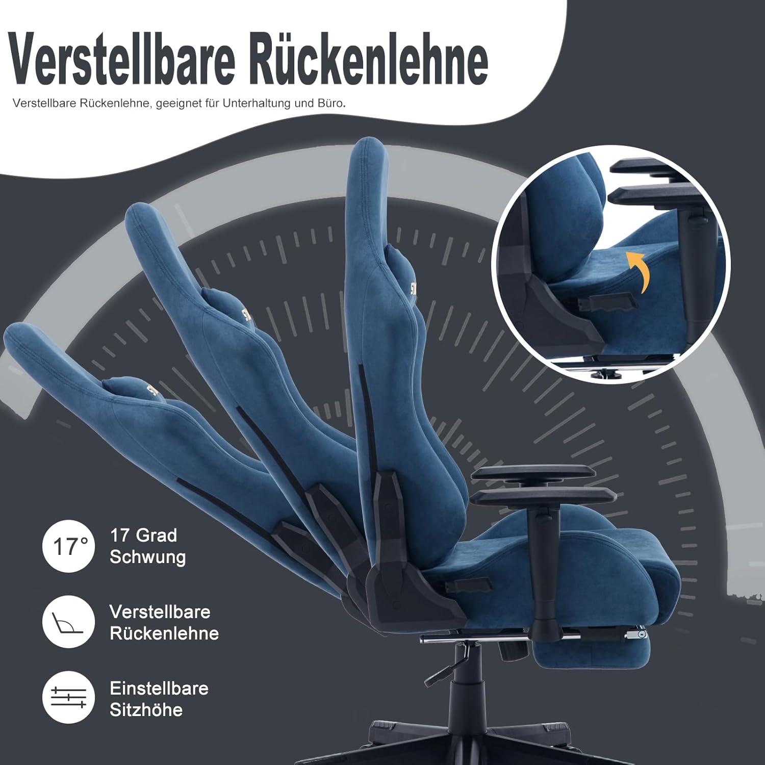 Gaming Stuhl Atmungsaktiv Hochwertiger Stoff Ergonomisch Verstellbar