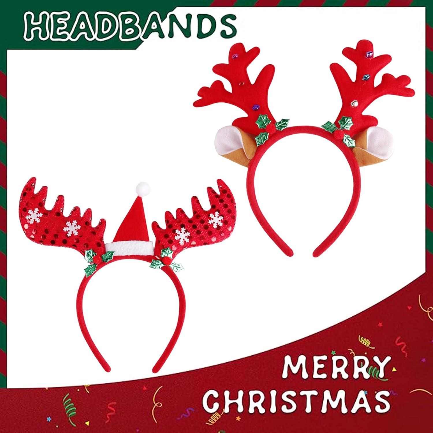 2er Set Weihnachts Rentier Haarreif - Festlicher Kopfschmuck