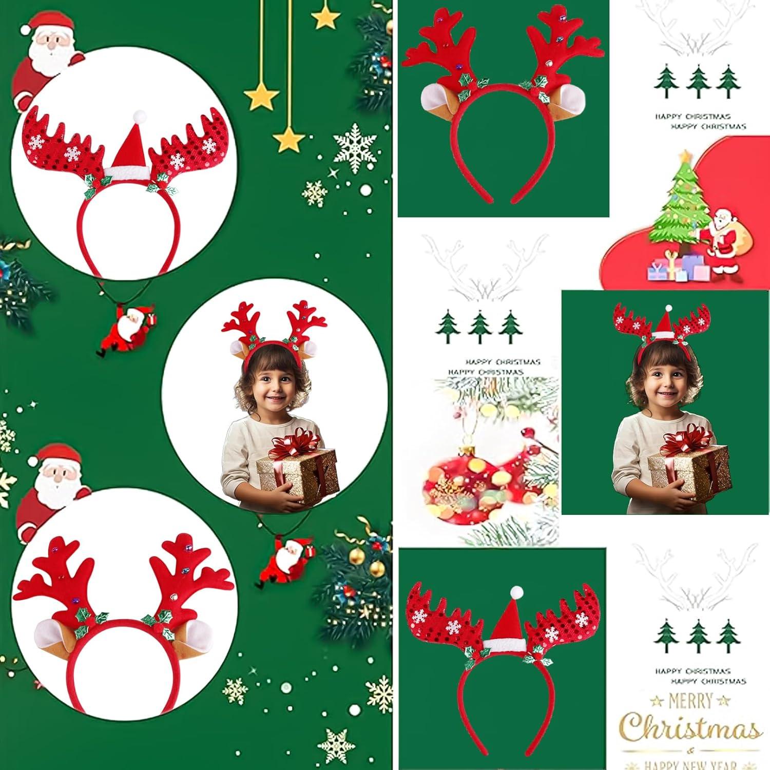 Weihnachten Rentier Haarreif 2 Stück Glitzer Stirnbänder Kopfschmuck