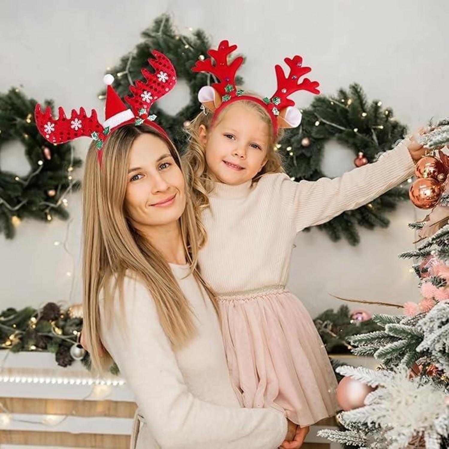 Weihnachten Rentier Haarreif 2 Stück Glitzer Stirnbänder Kopfschmuck