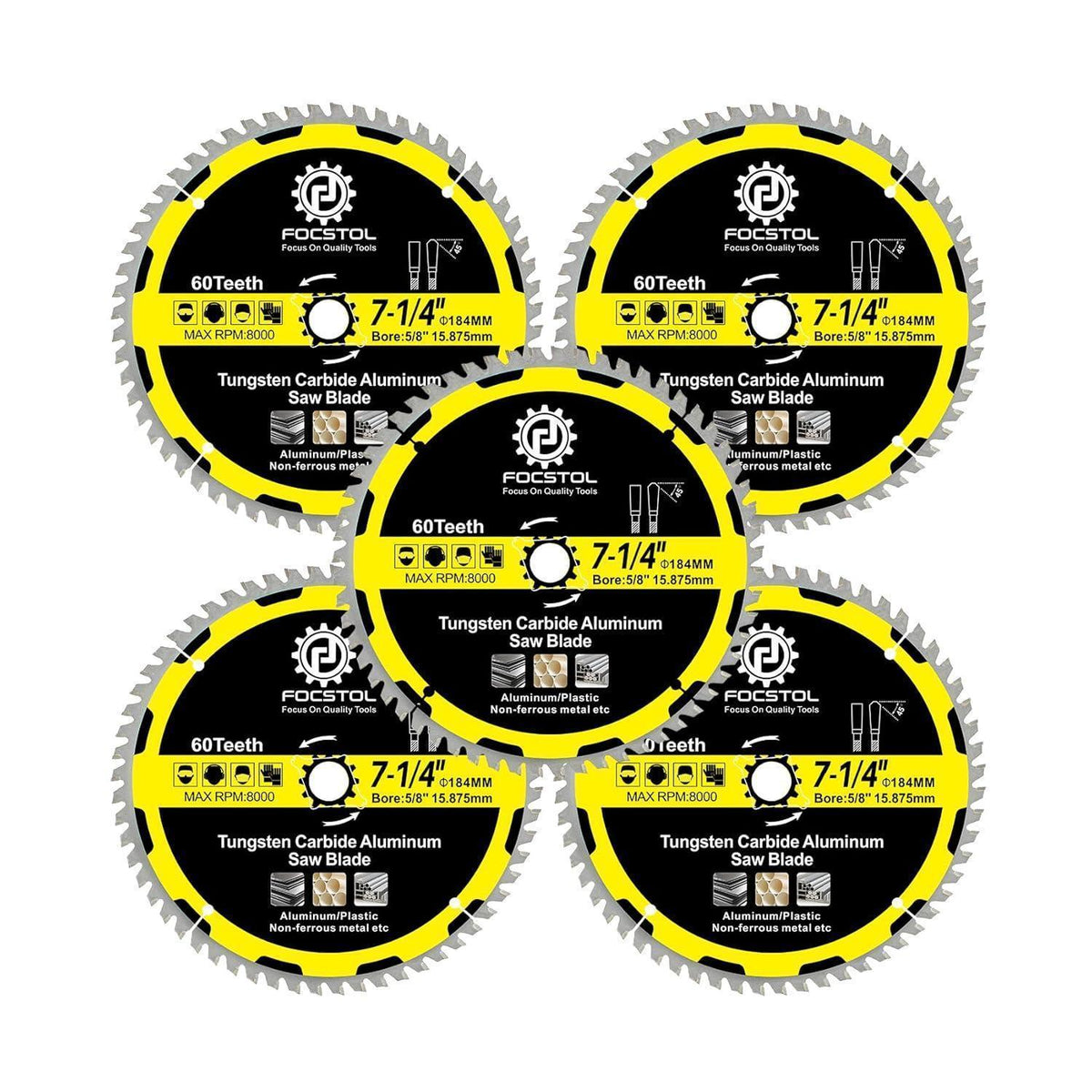Kreissägeblatt für Aluminium 184mm 60 Zähne 5er Pack