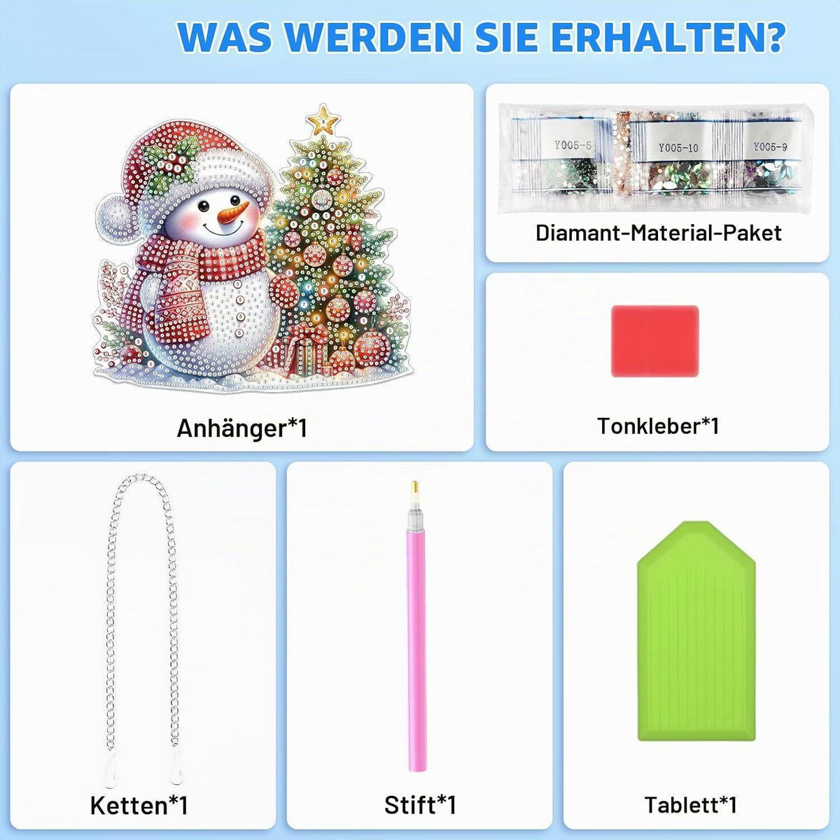 5D Diamantmalerei Weihnachtsschmuck Schneemann Bausatz
