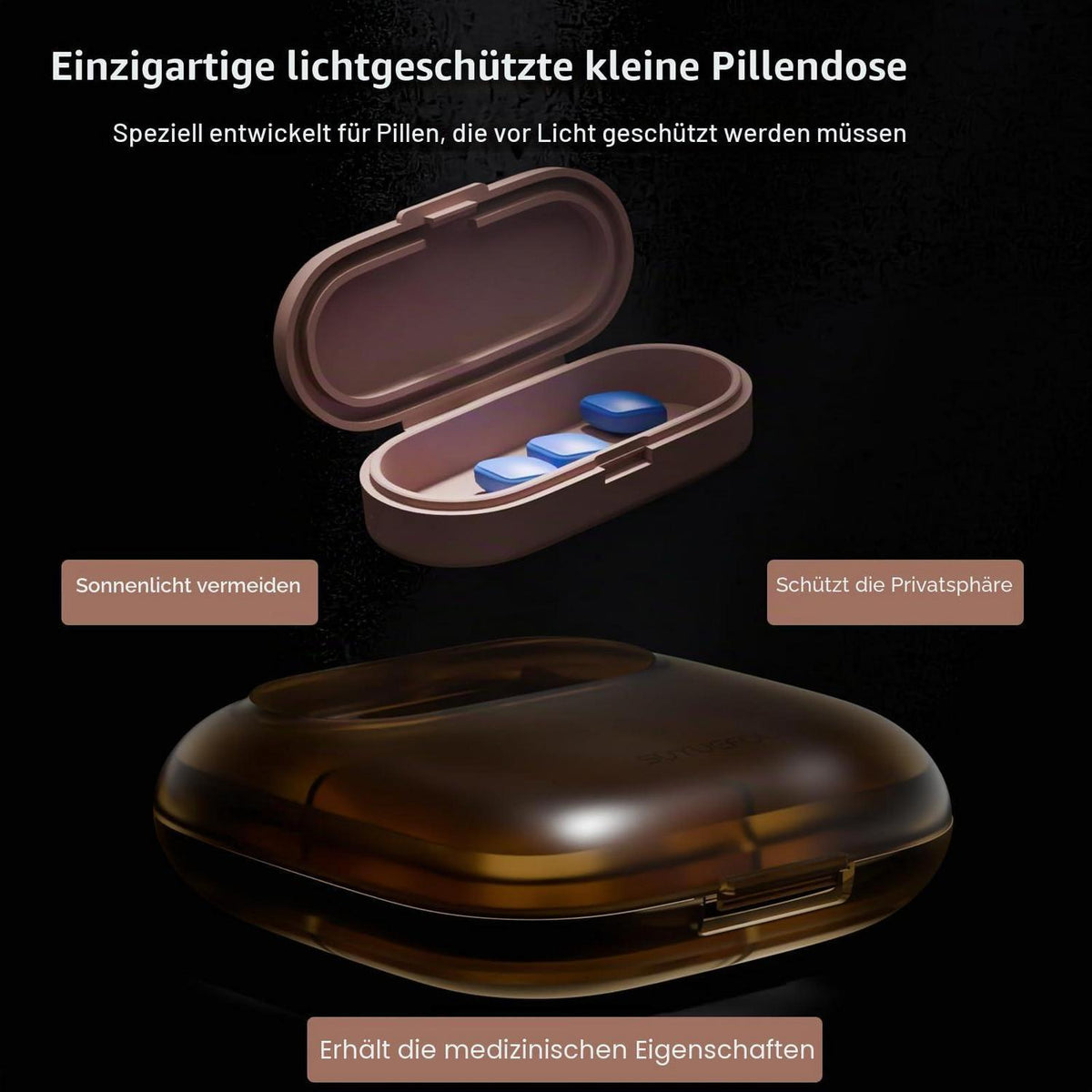 Pillendose 4 Fach – Kleiner Reise Medizin Organizer