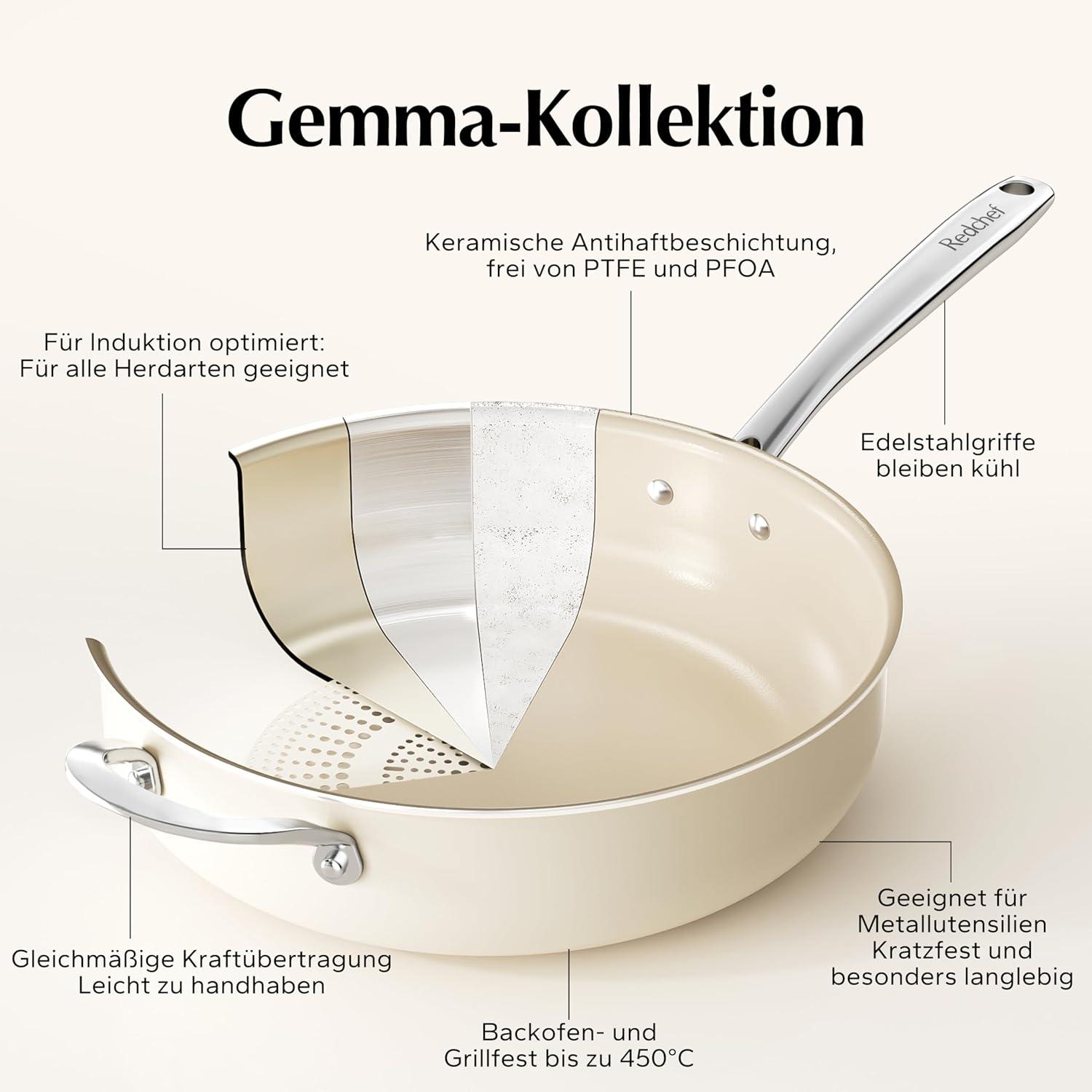 Redchef Bratpfanne Induktion 28cm mit Deckel und Keramikbeschichtung