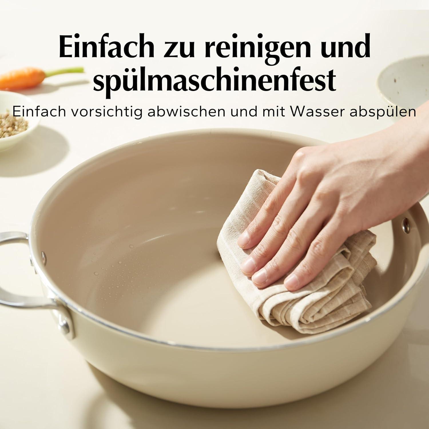 28 cm Bratpfanne Induktion mit Deckel Antihaft Keramik Beschichtung