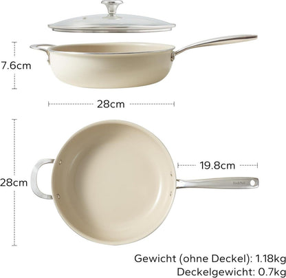Redchef Bratpfanne Induktion 28cm mit Deckel und Keramikbeschichtung