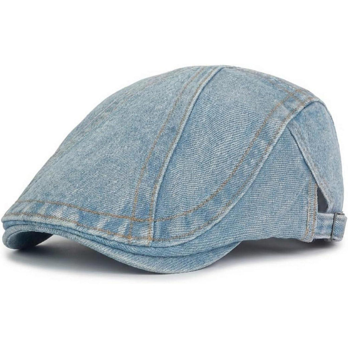 Herren Denim Flatcap - Verstellbare Schiebermütze in Hellblau
